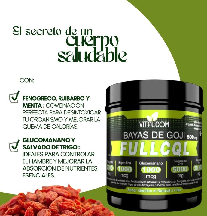 Vitalcom Full CQL Bayas de Goji 500g Con Espirulina Chía y Glucomanano
