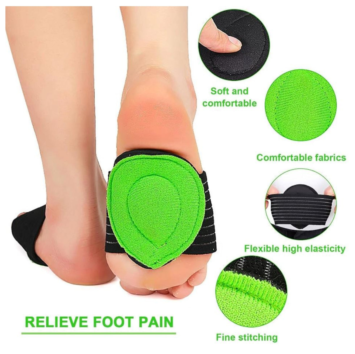 Plantilla Soporte Arco Pie Plano Almohadilla Compresión Fascitis Plantar Unisex