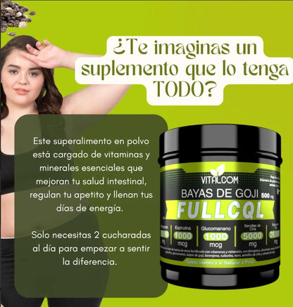 Vitalcom Full CQL Bayas de Goji 500g Con Espirulina Chía y Glucomanano