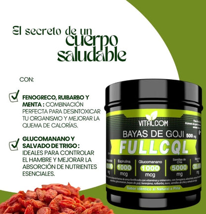 Vitalcom Full CQL Bayas de Goji 500g Con Espirulina Chía y Glucomanano