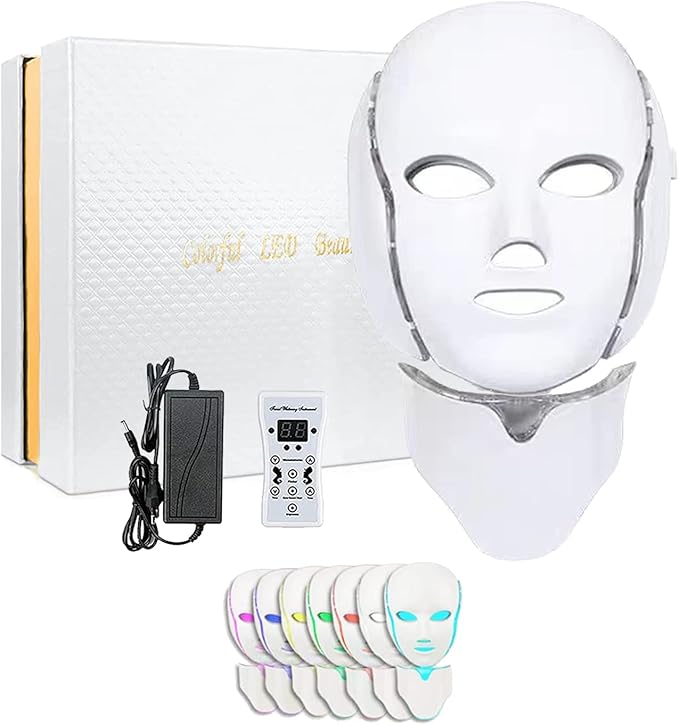 Máscara Facial LED Rejuvenecedora Terapia de Luz 7 Colores Para Cuidado Facial