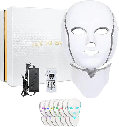 Máscara Facial LED Rejuvenecedora Terapia de Luz 7 Colores Para Cuidado Facial