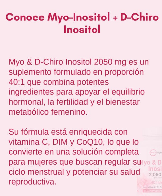 Myo & D-Chiro Inositol 2050mg 120 Cápsulas Con CoQ10 DIM y Vitamina C