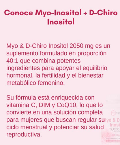 Myo & D-Chiro Inositol 2050mg 120 Cápsulas Con CoQ10 DIM y Vitamina C
