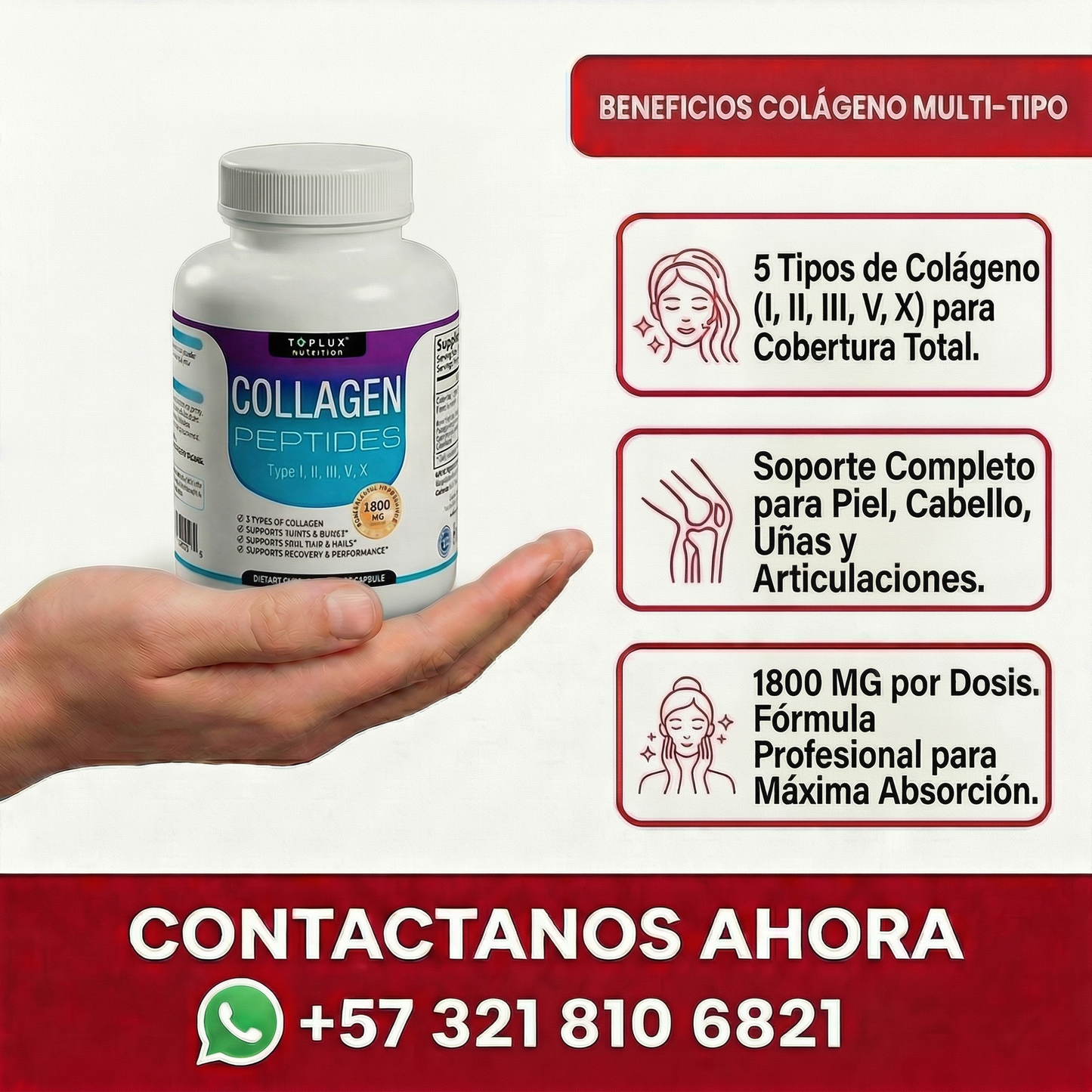 TOPLUX COLLAGEN PEPTIDES 60 CAPSULAS