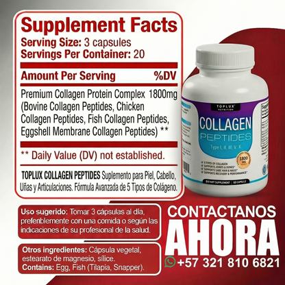 TOPLUX COLLAGEN PEPTIDES 60 CAPSULAS