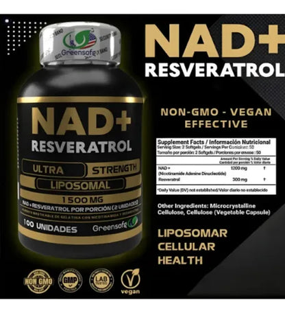NAD+ RESVERATROL – Ultra Strength Liposomal 1500 mg