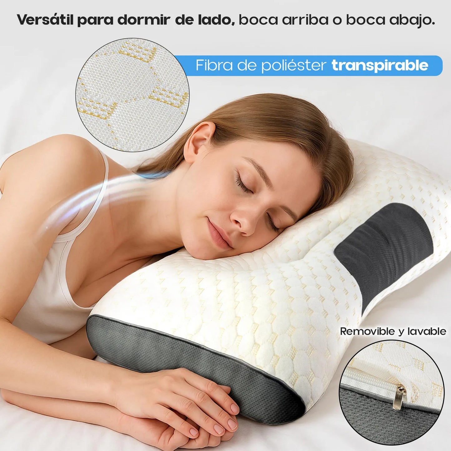 Almohada Ergonómica Ortopédica para Cuello y Espalda | Descanso Cervical